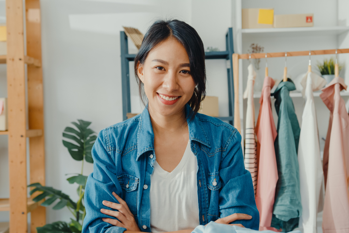 Retail business owner using POS system